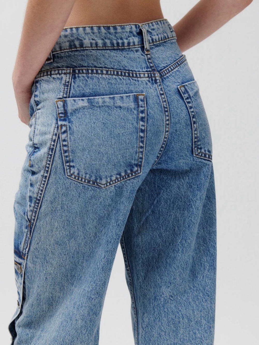 Day Birger et Mikkelsen western asymmetrical Light Blue Wide-Leg Snap-Trim Jeans - Picture 3 of 5